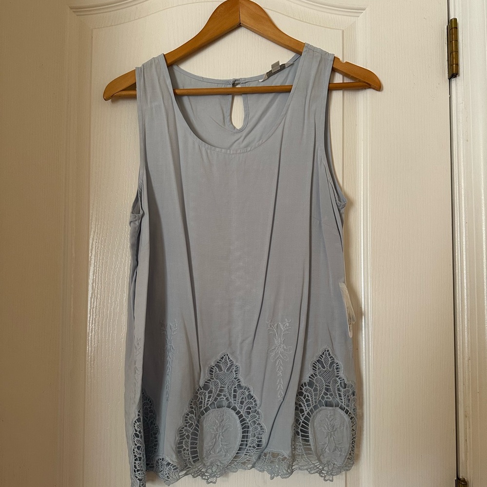 Charming Charlie Gray Embellished Sleeveless Tank Top